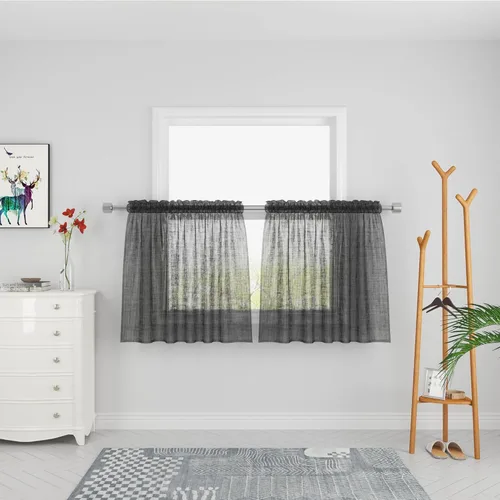 Vista 84 de UPOPO Paneles de Cortina Beige Pequeños Cortinas Transparentes de Gasa de 16 Pulgadas de Largo Cortinas de Cocina de Voile con Textura de Lino