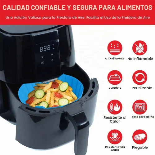 Vista 4 de Forros de silicona para freidora de aire pequeña para COSORI/Instant Pot/Chefman/Ninja/Dash/Bella/GoWise/COSMO freidora de aire de 2 cuartos