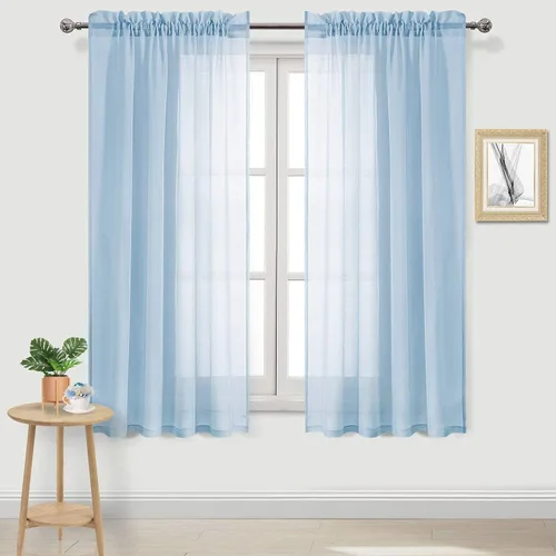 Vista 49 de DWCN Cortinas Transparentes Aqua de Voile Semitransparente con Bolsillo para Barra para Dormitorio y Sala de Estar, 36 x 36 pulgadas de Largo, Juego