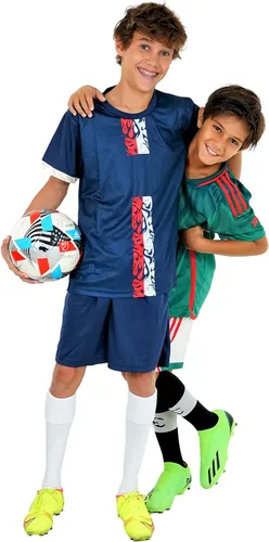 Vista 9 de PAIRFORMANCE Uniformes de fútbol para niños, camiseta deportiva de equipo y pantalones cortos para niños, ropa deportiva, unisex, de 4 a 14 años
