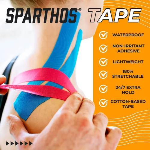 Vista 5 de Kinesiology tape spartan tape apoyo perfecto para athletic kinesiología, Rollo de velcro, recuperación y fisioterapia guía. Uncut rollo de 115 pies