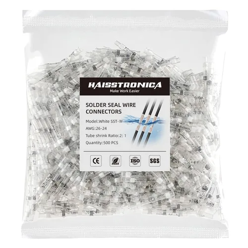 Vista 27 de haisstronica 50 conectores de alambre con sello de soldadura, impermeables, termorretráctiles, terminales para embarcaciones, electricidad