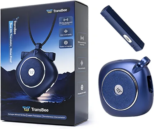 Vista 10 de TransBee Dispositivo de traductor de voz portátil de dos vías, traducción instantánea multilingüe en tiempo real, traductor de micrófono doble