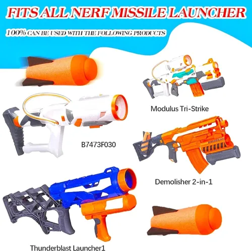 Vista 2 de Ruibytree Recambio de mega misiles para Nerf N-Strike Elite Series, 4 unidades, dardos compatibles con mega misiles de recarga de misiles de cohetes