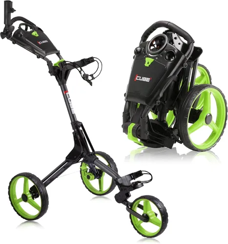 Vista 8 de CUBE CART Carrito de Golf de Empuje de 3 Ruedas – Carrito de Golf Plegable Ultracompacto de Dos Pasos, Marco Ligero de 14.5 libras, Mango Ajustable