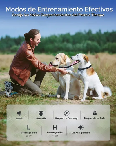Vista 9 de Collar de Entrenamiento para Perros con 7 Modos de Entrenamiento, Collar de Choque Electrónico para Perros con Control Remoto de 1280M, Collar