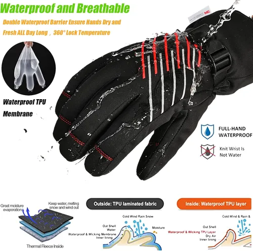 Vista 3 de MOREOK Waterproof & Windproof -10F Winter Gloves for MenWomen, 3M Thinsulate Thermal Gloves Touch Screen Warm Gloves for