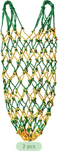 Vista 5 de 2 Pack Hay Net for Horses, 40 in Slow Feed Hay Bag for Horses, Hanging Foraging Net with 2.36 x 2.36 in Mesh, Sturdy Polyester Feeder for Goats