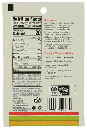 Vista 2 de 365 by Whole Foods Market, Condimento para tacos orgánico picante, 1 onza