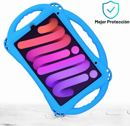 Vista 2 de TopEsct Funda infantil para iPad mini 7 (A17 Pro) 2024/iPad Mini6 2021, funda de silicona a prueba de golpes con soporte de asa para iPad mini