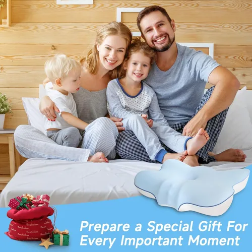 Vista 7 de jiaao Almohada cervical para cuello y hombro, almohada cervical ajustable de espuma viscoelástica para aliviar el dolor de dormir, almohadas