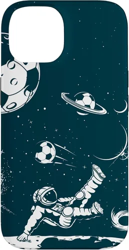 Vista 4 de Funda para iPhone 16 para teléfono de fútbol, amante del fútbol, jugador de fútbol espacial, funda de astronauta
