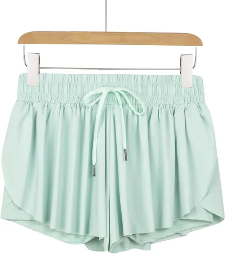 Vista 2 de luogongzi - Pantalones cortos de correr 2 en 1 para mujer sueltos para gimnasio yoga atletismo entrenamiento o ciclismo de elastano para relajarse