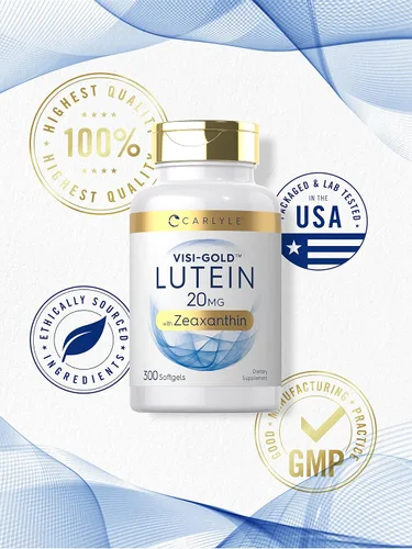 Vista 5 de Carlyle Luteína y zeaxantina 20 mg 300 cápsulas blandas Vitaminas para la salud ocular Suplemento sin OMG y sin gluten