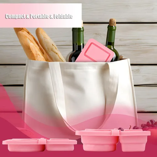 Vista 6 de LeLehome Recipientes de silicona reutilizables con tapas, paquete de 2 recipientes de almacenamiento de alimentos a prueba de fugas