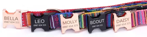 Vista 5 de Collares personalizados para perros grandes y medianos, material de nailon fuerte y grueso para razas masculinas y femeninas, con placa