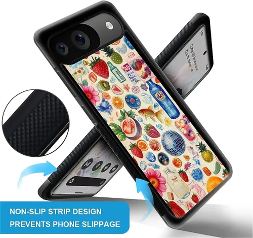 Vista 1011 de Compatible con Google Pixel 4A 5G Mobile Case Creative Acrylic Panel trasero Silicona Protección Grip especialmente diseñado para Google Pixel 4A 5G