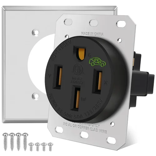 Vista 11 de Caja de toma de corriente RV de 30 amperios y 125 voltios, cerrada, con cerradura, resistente a la intemperie, NEMA TT-30R, panel de receptáculo
