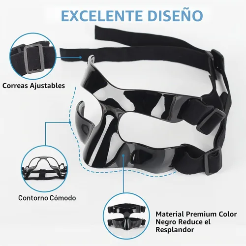 Vista 7 de BK01B Protector de nariz para nariz rota, máscaras de protección facial deportivas con acolchado, ajustables, transpirables y transparentes