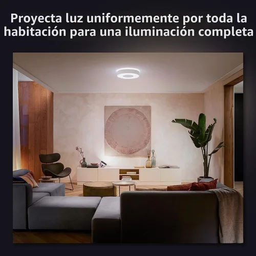 Vista 6 de Philips Hue Infuse - Lámpara de techo mediana, color blanco, luz LED inteligente que cambia de color, color blanco, 1 paquete, control