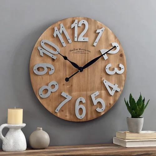 Vista 7 de FirsTime & Co. Reloj de pared de madera con listones, 22.5 pulgadas, color marrón, 243