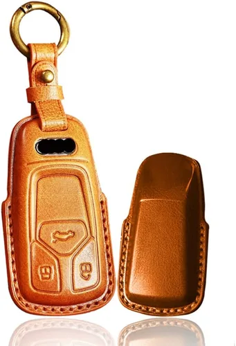 Vista 12 de ontto Funda de cuero para llave de entrada sin llave con protección completa, compatible con Audi A4 Q7 Q5 TT A3 A6 negro (tipo A)