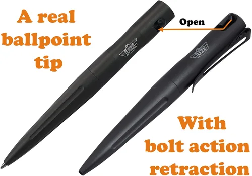 Vista 6 de Uzi Paquete combinado de bolígrafo táctico y perno de acción, paquete combinado negro y metal de pistola recargable, ultra duradero, ligero