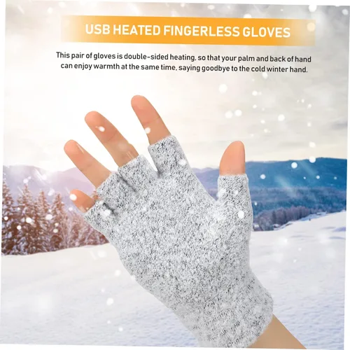 Vista 7 de LIOOBO Guantes calefactados por USB: guantes de escritura suaves para tejer, guantes de calentamiento de invierno, calentadores de mano