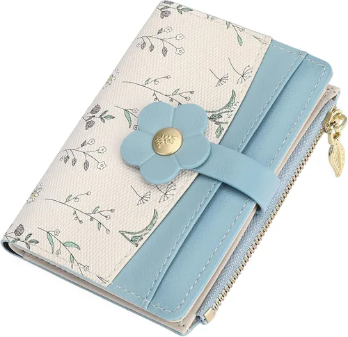 Vista 15 de GAEKEAO Billeteras pequeñas para mujer, con bloqueo RFID, plegable, de piel vegana, con bolsillo con cremallera, ventana de identificación