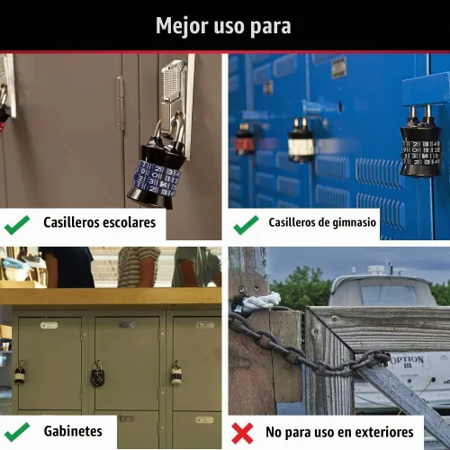 Vista 3 de Master Lock Candado de combinación de palabras, establezca su propia combinación para casilleros de gimnasio y escuela, candado de combinación