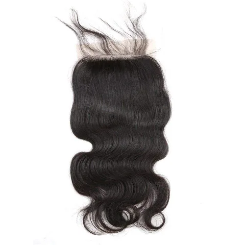 Vista 7 de Cabello humano con base de seda 4x4 con cierre de encaje con cabello de bebé, ondulado, cierre de cabello virgen brasileño, parte libre, color Parte