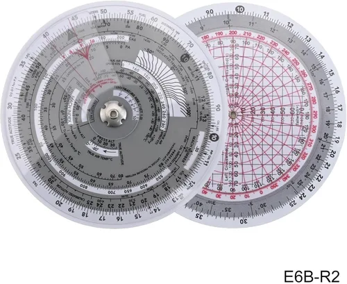 Vista 3 de Circular E6B Aviation Flight Computer Slide Rule For Correction, Time Distance Fuel Calculations for pilot Training(E6B-R2)