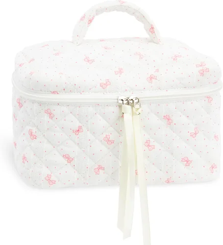 Vista 74 de Quilted Makeup Bag for Women, Travel Cosmetic&Toiletry Bag,Blue Flower