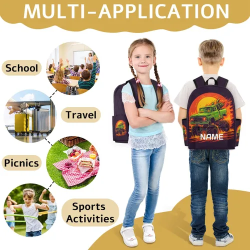 Vista 7 de Mochila personalizada para niños, mochila personalizada para niños preescolares para jardín de infantes, guardería, mochila escolar, Cool Truck