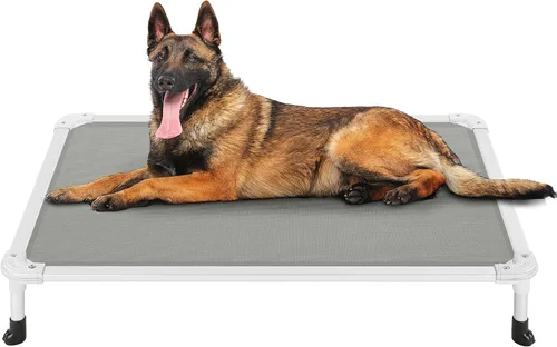 Vista 19 de Veehoo Cama elevada para perros a prueba de mordidas - Cuna elevada refrescante para mascotas - Marco de aluminio plateado y tela de malla