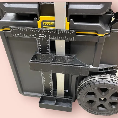 Vista 5 de Soporte de regla cuadrado en T de doble nivel con borde cuadrado 5 en 1 compatible con Dewalt Tough Systems 2.0, ABS impreso en 3D, 5 pulgadas