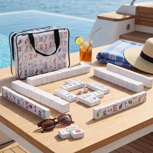 Vista 5 de Juego flotante americano Mahjong Set 166 Pcs Mahjong Juego Pool