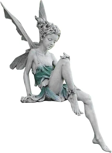 Vista 9 de Estatua de ángel para exteriores, 9 pulgadas, resina marrón, artesanía de ángel para el hogar, mesa, césped, patio, porche, patio, Navidad, regalos