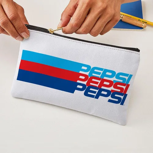 Vista 5 de CafePress Pepsi - Bolsa de maquillaje con cremallera a rayas, 8.5 x 6 pulgadas, Blanco