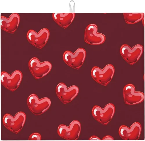 Vista 13 de Tapete de secado de platos de hojas de otoño para encimeras de 18 x 16 pulgadas, almohadilla protectora para escurridor de platos con lazo