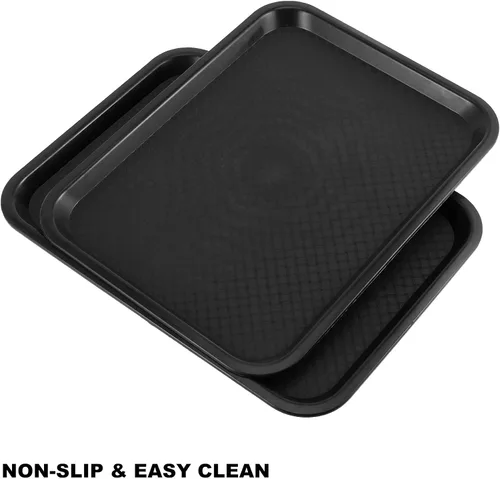 Vista 4 de SHEUTSAN 8 paquetes de bandejas de plástico de 16 x 12 pulgadas para comida rápida, bandejas rectangulares antideslizantes para servicio