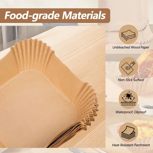 Vista 6 de Forros de papel desechables para freidora de aire Ninja Crispi, 270 piezas de forros de papel desechables para el sistema de cocina portátil