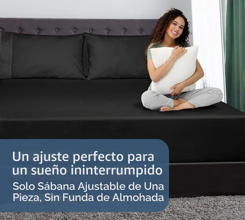Vista 8 de Royale Linens Sábana bajera ajustable de 100% algodón orgánico - Tejido de percal - Sábanas bajeras de bolsillo profundo súper suaves - Sábana
