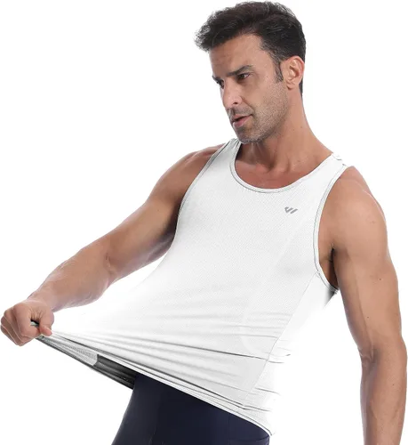 Vista 2 de Lo.gas Camiseta de ciclismo sin mangas para hombre, capa base de ciclismo transpirable y ligera con bolsillo trasero chaleco deportivo