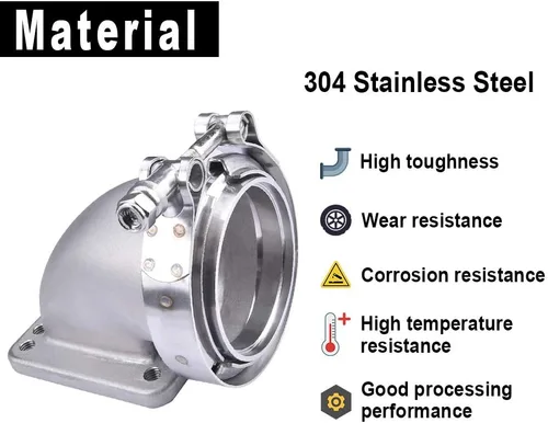 Vista 6 de SPELAB 3.0 "V-Band Cast Turbo Codo Downpipe Adaptador 304 Acero Inoxidable para T3 T4 Brida Turbocharge (2)