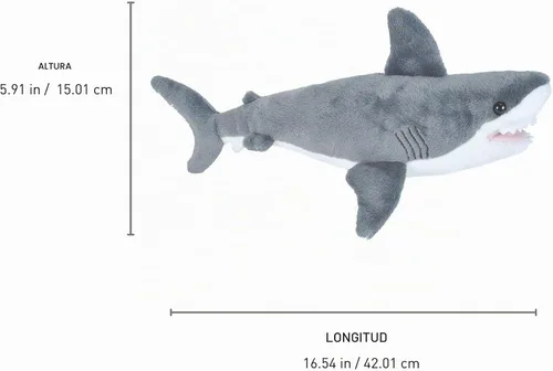Vista 7 de Wild Republic Gran tiburón blanco de peluche, peluche de juguete, regalos para niños, Cuddlekins de 13 pulgadas