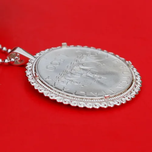 Vista 8 de 1966 Italia 500 Lire BU Unc 83.5% Plata Moneda 925 Collar NUEVO
