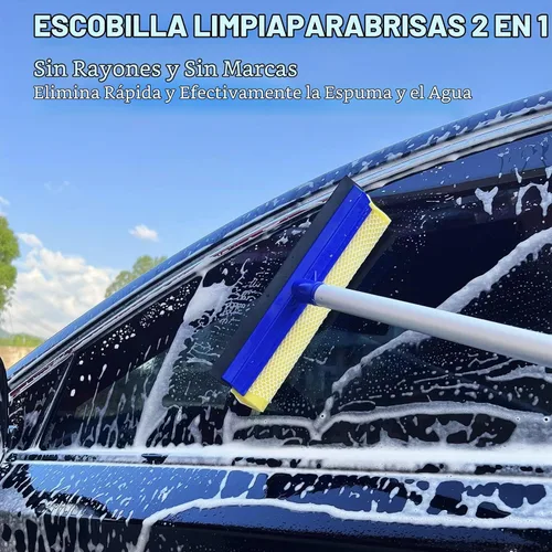 Vista 3 de Kit de Cepillo de Lavado de Automóvil de 62" - Manopla, Trapeador, Esponja y Mango Largo, Cabezal de Repuesto de Chenille Sin Rayones, Cepillo