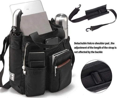 Vista 2 de d'yallee Bolso de mensajero cruzado para hombre, bolso de trabajo de negocios impermeable de nailon