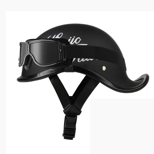 Vista 11 de Medio casco de motocicleta vintage, aprobado por el DOT, para adultos, casco convertible vintage para scooters, ciclomotores, cascos de motocicleta